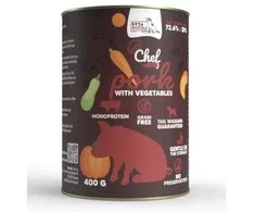 SYTA MICHA Chef Pork with vegetables – drėgnas ėdalas šunims – 400g