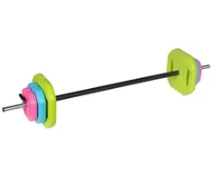 Sulenkiama štanga su bituminiu apkrovimu, strypas 140 cm, treniruotės rinkinys 20 kg, REBEL ACTIVE