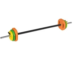 Sulenkiama štanga su ketaus svarmenimis, kotas 140 cm, treniruočių rinkinys 20 kg, REBEL ACTIVE