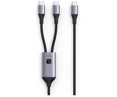 USB kabelis Techly USB-C - 2x USB-C 1,5 m juodas-pilkas (ICOC MU2C-2C100W)
