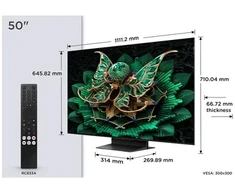 TCL 50C7K QD-Mini LED televizorius 50" 4K Ultra HD „Google TV“ su „Dolby Atmos“ ir DVB-T2 raiška, juodas