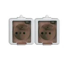 Timex Elektro Timex Jantar Dvigubas lizdas 2P+Z, atsparus purslams su dūmų gaubtu, baltas GNT-6J L BI