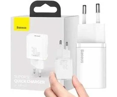 TINKLO ĮKROVĖLIS Baseus Super Si Quick Charger 1C CCSUP-J02 30W 1x USB-C PD 3.0 QC 3.0 Baltas
