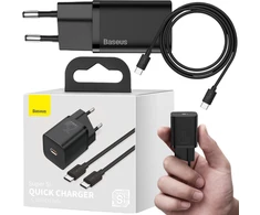 TINKLO Įkroviklis Baseus Super Si Quick Charger 1C TZCCSUP-L01 25W 1x USB-C PD 3.0 QC 3.0 + CABLE