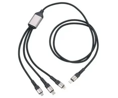 USB kabelis Troika Trident Pro įkrovimo kabelis, 1,2 m, 3in1, juodas