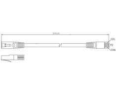 TST Patchcord Cat.5e UTP kabelis 3m pilkas