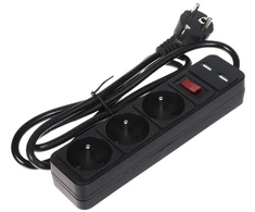 Blow DAUGIALIZDIS LAIDO ILGIKLIS PR-1.5M-3G-SW/USB/B (3 LIZDAI + 2 USB) 1.3 m