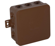 Tuščia ant paviršiaus montuojama dėžutė su 12 įvadų VIPLAST V7 click RUDA IP54 100x100x41mm 037-02