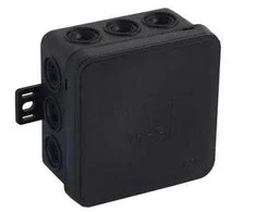 Tuščia ant paviršiaus montuojama dėžutė su 12 įvadų VIPLAST V5 click Juodas IP54 75x75x41mm 035-05
