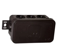 Tuščia ant paviršiaus montuojama dėžutė su 8 įvadais VIPLAST V8 click Juodas IP54 80x45x41mm 038-05