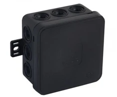 Tuščia ant paviršiaus montuojama dėžutė su 12 įvadų VIPLAST V5 click Juodas IP54 75x75x41mm 035-05