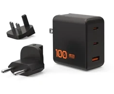 UAG SRGE įkroviklis – 100 W sieninis įkroviklis, 2 USB-C ir USB-A, pridedami ES, JK, JAV kištukai (juodas)