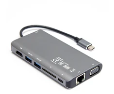 USB-C šakotuvas Unitek D1019B 3.1 8w1 su Maitinimo šaltinis 100W