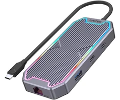 Unitek Hub USB-C HDMI RJ45 3,5 mm garso 100 W 10 Gbps D1029A