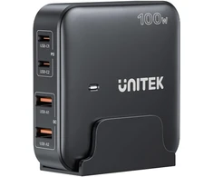 Unitek Įkroviklis rašomasis stalas GaN 100W 2xUSB-A 2xUSB-C juoda