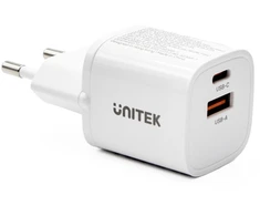 Unitek Įkroviklis jungiama į tinklą 1x USB-A 1x USB-C QC 33W balta