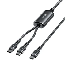 UNITEK USB-C 2-in-1 PD 100W silikoninis laidas 1,8 m