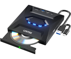 DVD grotuvas Unitek Nagrywarka zewnętrzna Unitek DVD/CD, Hub USB 5Gbps, SD kortelių skaitytuvas