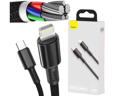 USB-C / Lightning iPhone Baseus Cafule CATLGD-A01 2m 20W PD greito įkrovimo KABELAS, Juodas, pintas