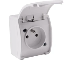 Vieno paviršiaus montuojamas lizdas su įžeminimu, sklendė VIPLAST KOALA Baltas IP44 161-01