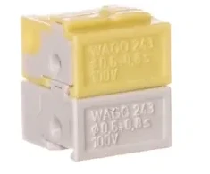 Wago 243-212 Tinklo gnybtų jungtis 4x 0,6-0,8 mm2 šviesiai pilka / geltona 243-212 /50 vnt./