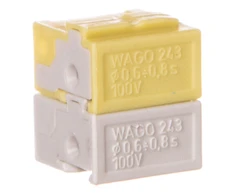 Wago 243-212 Tinklo gnybtų jungtis 4x 0,6-0,8 mm2 šviesiai pilka / geltona 243-212 /50 vnt./