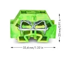 Wago 262-337 Złączka 4-przewodowa 4mm2 geltona ir-žalia su mocowaniem śrubowym 262-337 /50szt./