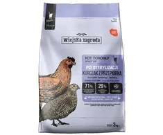 WIEJSKA ZAGRODA Sterilised vištiena with quail - dry cat food - 3kg