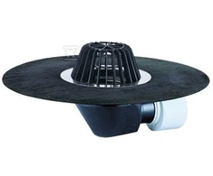 Stogo įlaja DN75/110 su apšildymu(10-30W/230V), bitumine hidroizoliacija,lapų gaudykle(HL64.1H)