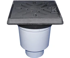 Lauko vertikalus trapas DN110 su ketaus grotelėmis 12.5t 500l/m+smil(HL606.1/1)