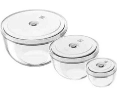 ZWILLING FRESH &amp; SAVE 3 stiklinių vakuuminių dubenėlių su dangteliu rinkinys