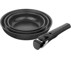 ZWILLING UNLOCK Rinkinys 3 keraminės keptuvės + rankena - juoda