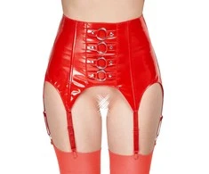 Vinyl Suspender Straps red 2XL