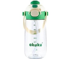 Akuku gertuvė su šiaudeliu 480ml pilkas žalia A0724