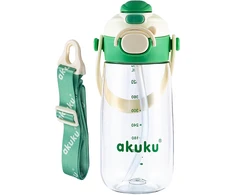 Akuku gertuvė su šiaudeliu 480ml pilkas žalia A0724