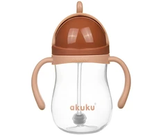 Akuku puodelis su šiaudeliu 280ml rudas A0729