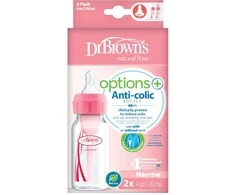 DR. BROWN'S buteliukai OPTIONS+ siauru kakleliu 120ml, 2 vnt. rožiniai, SB42305-ESX