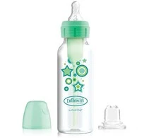 DR. BROWN'S buteliukas pereinamasis OPTIONS+ siauru kakleliu, žalias 250ml + silikoninis snapelis, SB81603-P3