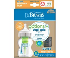 DR. BROWN'S stikliniai buteliukai OPTIONS+ plačiu kakleliu, 150ml, 2 vnt.