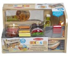 MELISSA &amp; DOUG žaidimų rinkinys Medinis sumuštinių stalviršis su griežinėliais ir stack'ais