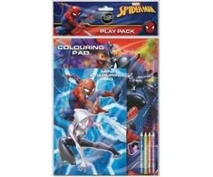 SPIDER-MAN spalvinimo knygelė ir pieštukai, PLAY PACK 30+ COLOURING PAGES