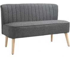 2 vietų sofa, minkšta sofa su lininio audinio imitacija, medinis rėmas, skirta svetainei ir miegamajam, 117 cm, pilka