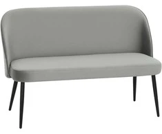2 vietų sofa, moderni svetainės sofa su metaliniu ir mediniu rėmu, švelnus audinio užvalkalas, pilka