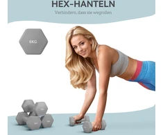 SPORTNOW 2 x 6kg hantelių rinkinys, šešiakampis dizainas, grindims saugus, neslystantis, pilkas