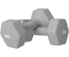 2 x 6kg hantelių rinkinys, šešiakampis dizainas, saugus grindims, neslystantis, pilkas SPORTNOW