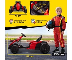 24V Elektrinis kartingas, drifto režimas, reguliuojama sėdynė, 5 taškų saugos diržas, muzikos funkcija, signalas, 6-12 metų, raudonas
