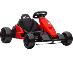 24V Elektrinis kartingas, drifto režimas, reguliuojama sėdynė, 5 taškų saugos diržas, muzikos funkcija, signalas, 6-12 metų, raudonas