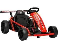 24V elektrinis kartingas važinėti ir drifto, nailoniniai ratai, saugos diržas, garsinis signalas, muzika 8-12 metų vaikams, raudonas