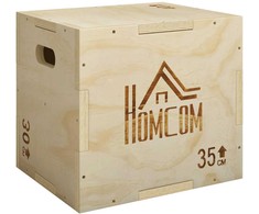 3-in-1 treniruočių dėžė (Plyo Box) 3 šuolių aukščių, su rankenomis, 40,5 x 35,5 x 30,5 cm, natūralaus medžio
