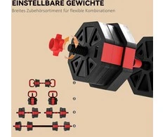 4-in-1 Hantelių Rinkinys, Reguliuojami Hanteliai ir Štanga, 20 KG Jėgos Treniruotėms Namuose